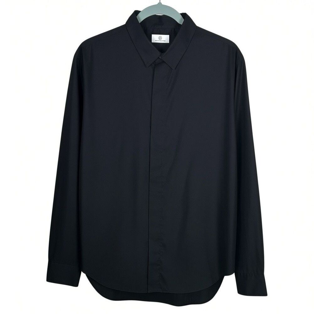 AG Adriano Goldschmied Button Up Shirt Mens Medium Black Long Sleeve Sample NEW